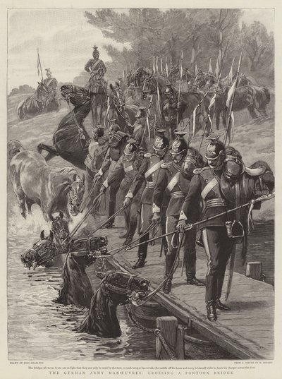 The German Army Manoeuvres, crossing a Pontoon Bridge by John Charlton